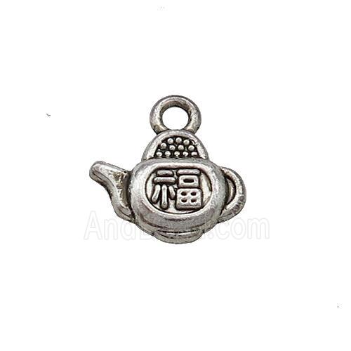 Tibetan Style Zinc Teapot Pendant Fu Antique Silver