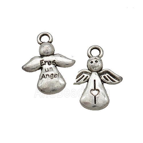 Tibetan Style Zinc Angel Charm Pendant Antique Silver