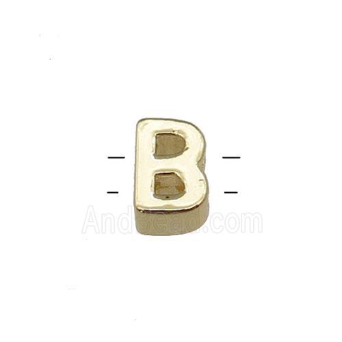 Copper Letter B Beads 2holes Gold Plated
