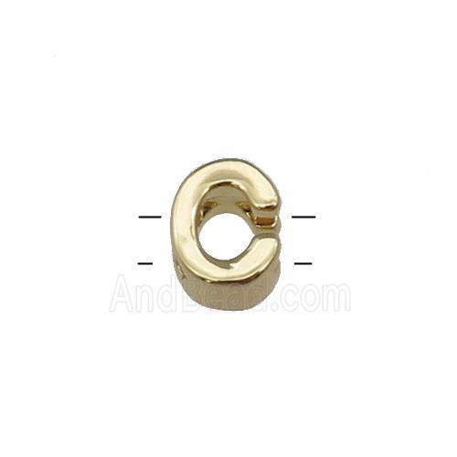 Copper Letter C Beads 2holes Gold Plated