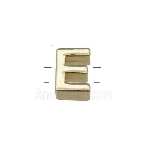 Copper Letter E Beads 2holes Gold Plated