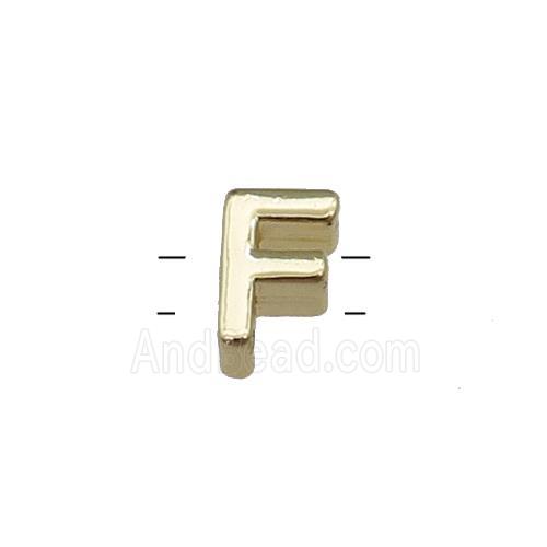 Copper Letter F Beads 2holes Gold Plated