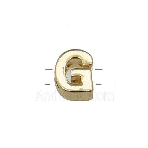 Copper Letter G Beads 2holes Gold Plated