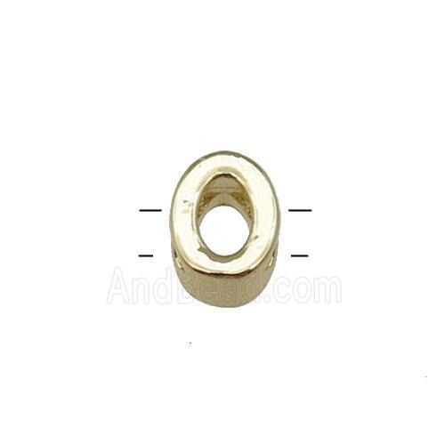 Copper Letter O Beads 2holes Gold Plated
