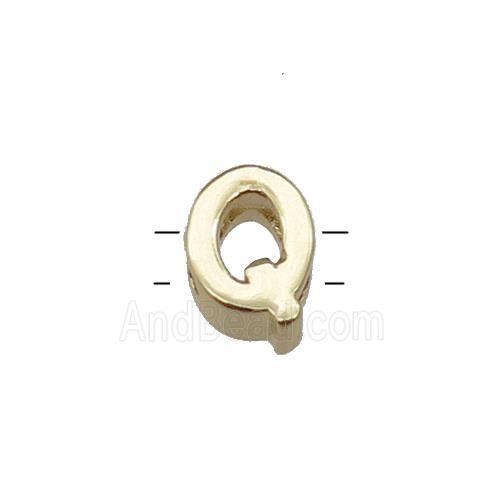 Copper Letter Q Beads 2holes Gold Plated