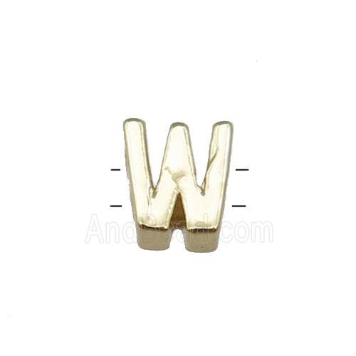 Copper Letter W Beads 2holes Gold Plated