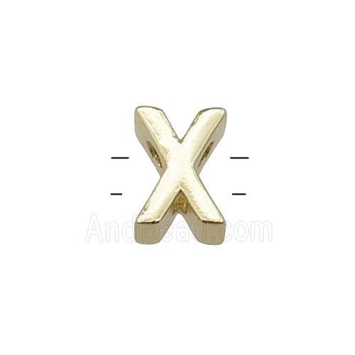 Copper Letter X Beads 2holes Gold Plated