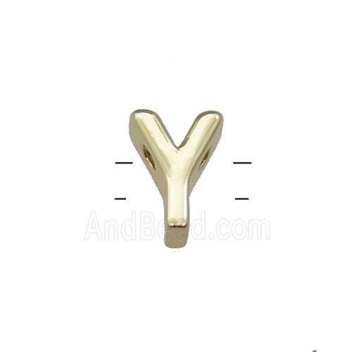 Copper Letter Y Beads 2holes Gold Plated