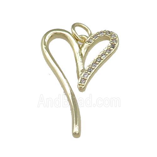 Copper Heart Pendant Pave Zircon Gold Plated