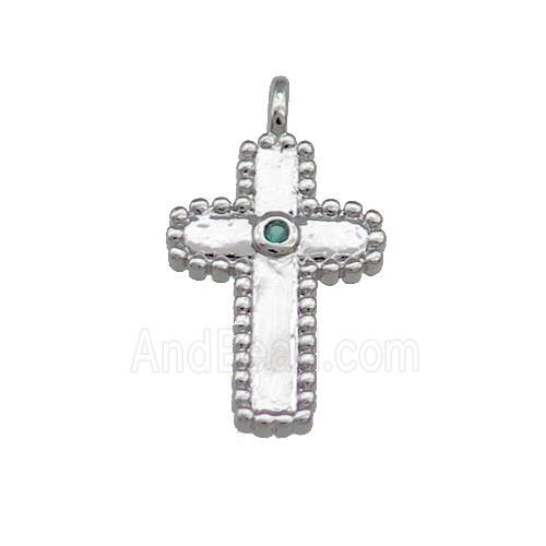 Copper Cross Pendant Pave Zircon Platinum Plated