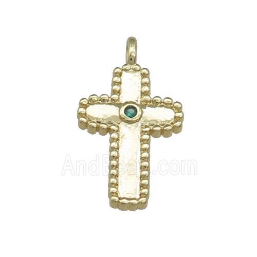 Copper Cross Pendant Pave Zircon Gold Plated