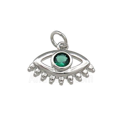 Copper Eye Pendant Pave Zircon Platinum Plated