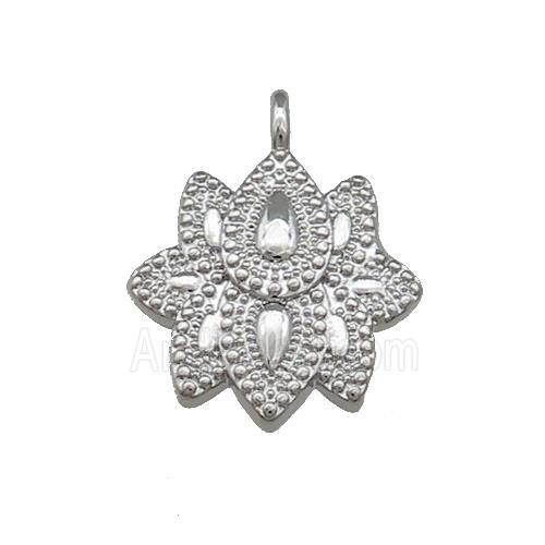 Copper Flower Pendant Platinum Plated