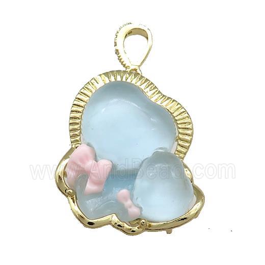 Blue Acrylic Baby Pendant Gold Plated