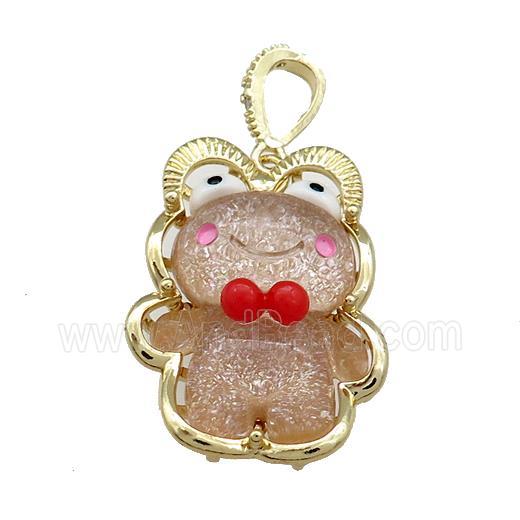 Coffee Acrylic Bear Pendant Gold Plated