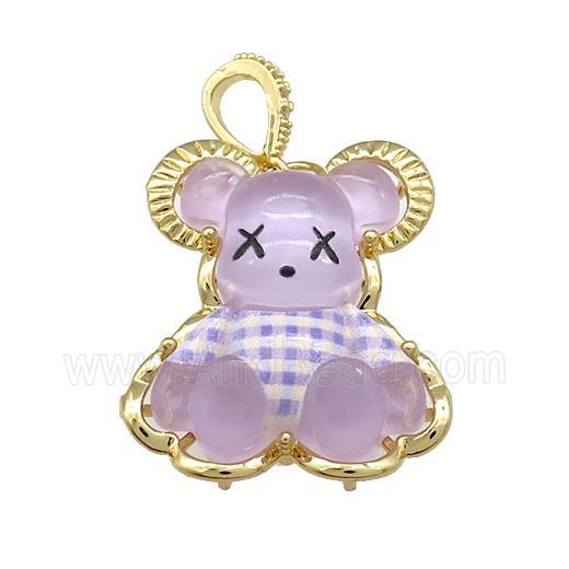 Puprle Acrylic Rabbit Pendant Gold Plated
