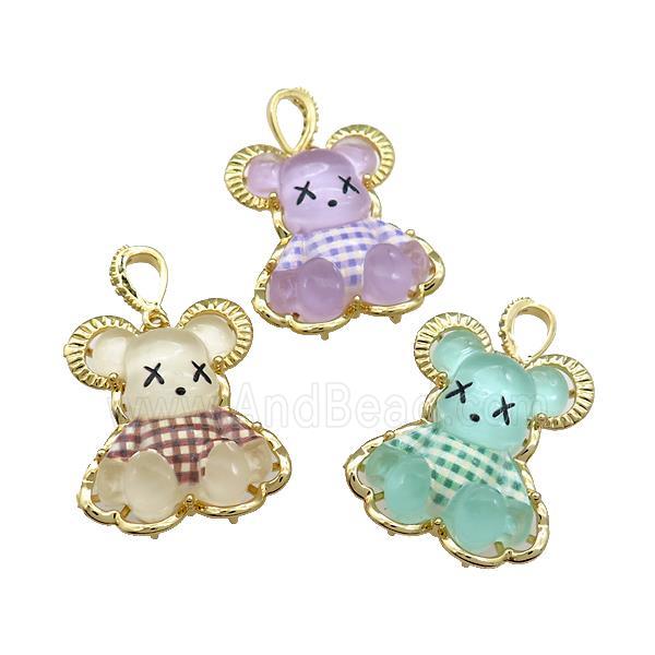 Acrylic Rabbit Pendant Gold Plated Mixed