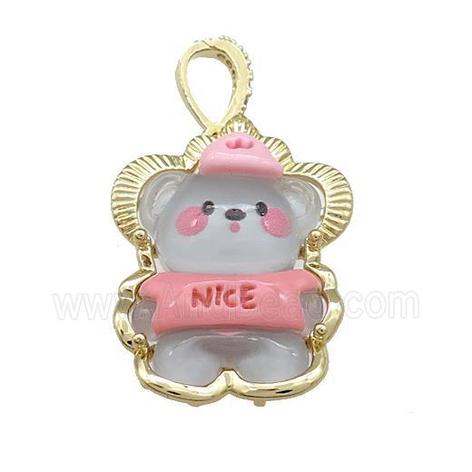 Acrylic Rabbit Pendant Gold Plated