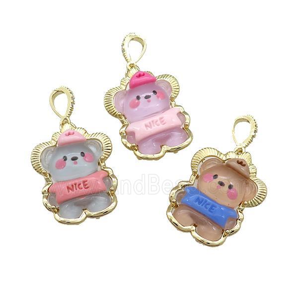 Acrylic Rabbit Pendant Gold Plated Mixed Color