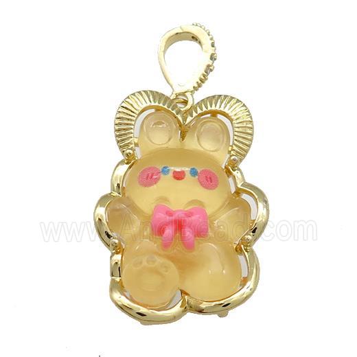 Yellow Acrylic Rabbit Pendant Gold Plated