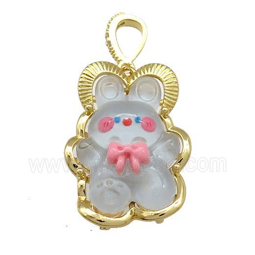 Blue Acrylic Rabbit Pendant Gold Plated