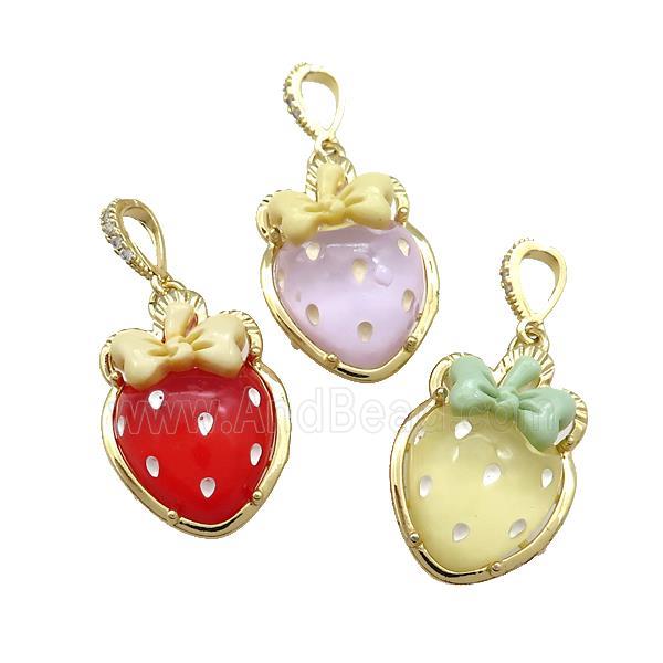 Acrylic Strawberry Pendant Gold Plated Mixed Color