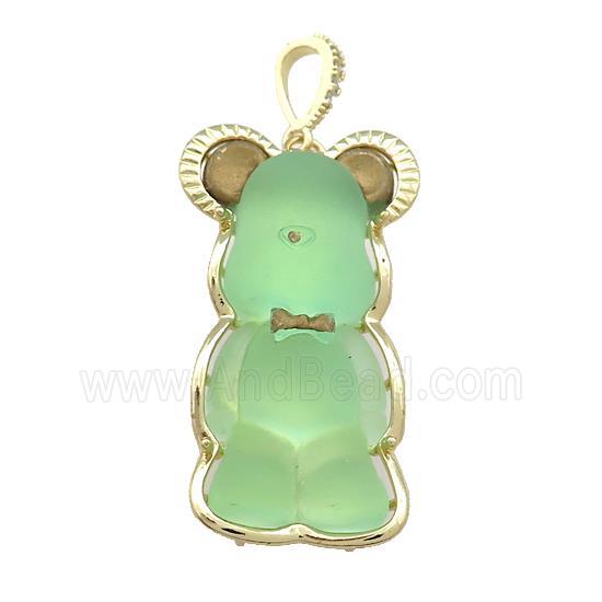 Green Acrylic Bear Pendant Gold Plated