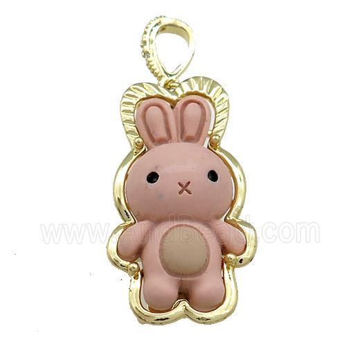 Coffee Resin Rabbit Pendant Gold Plated