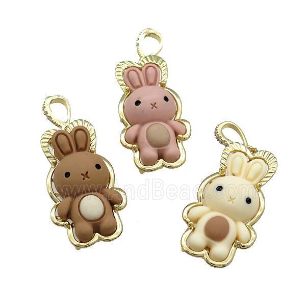 Resin Rabbit Pendant Gold Plated Mixed