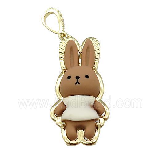 Chocolate Resin Rabbit Pendant Gold Plated