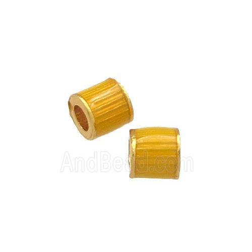 Copper Tube Beads Yellow Cloisonne Large Hole 18K Gold Plated
