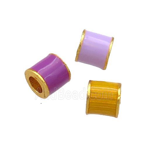Copper Tube Beads Cloisonne Large Hole 18K Gold Plated Mixed