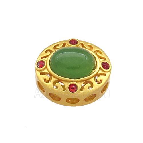 Copper Circle Beads Pave Jadeite Glass 18K Gold Plated