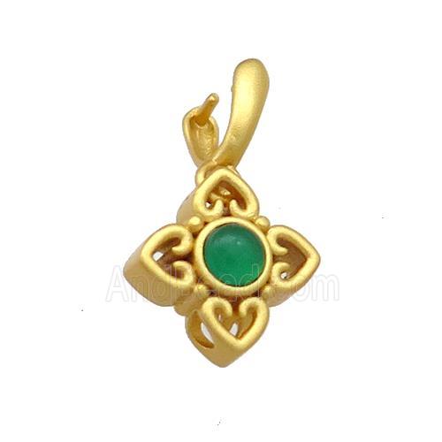 Copper Star Pendant Pave Jadeite Glass 18K Gold Plated