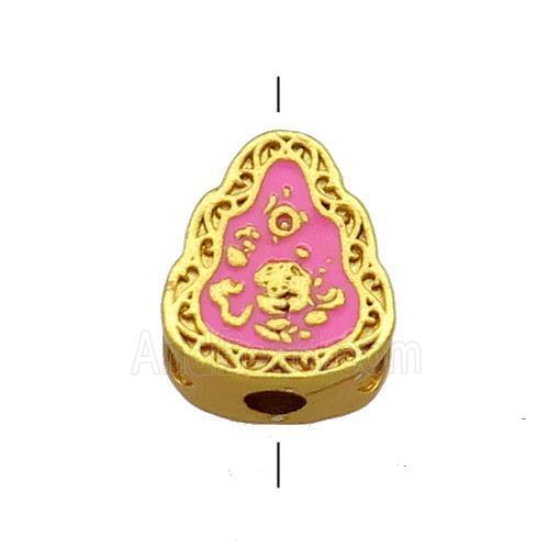 Copper Teardrop Beads Pink Cloisonne 18K Gold Plated