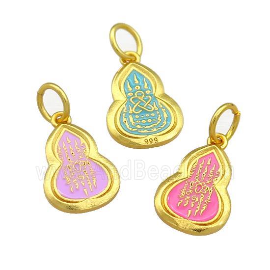 Copper Gourd Pendant Cloisonne Buddhist 18K Gold Plated Mixed