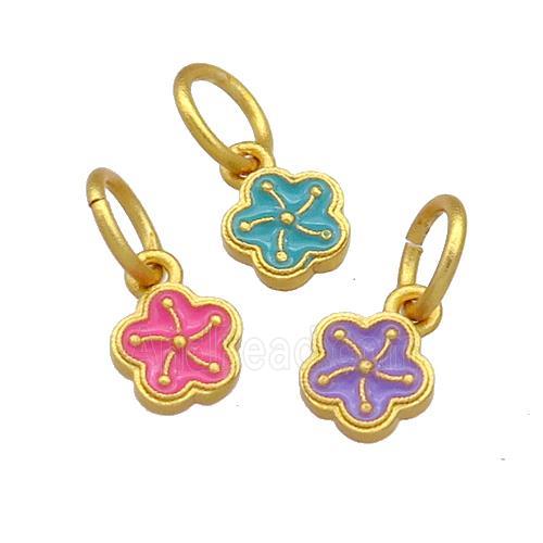 Copper Flower Pendant Cloisonne 18K Gold Plated Mixed