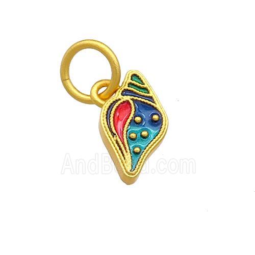 Copper Pendant Ice Cream Multicolor Cloisonne 18K Gold Plated