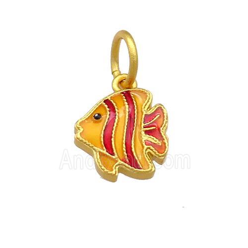 Copper Fish Pendant Multicolor Cloisonne 18K Gold Plated