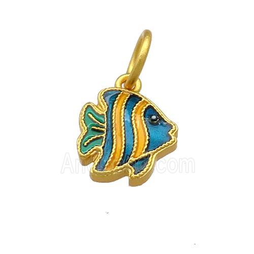 Copper Fish Pendant Multicolor Cloisonne 18K Gold Plated