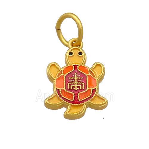 Copper Tortoise Pendant Multicolor Cloisonne 18K Gold Plated