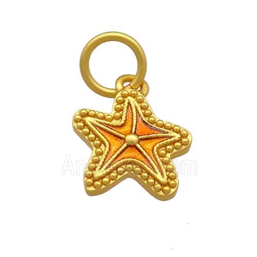 Copper Starfish Pendant Multicolor Cloisonne 18K Gold Plated