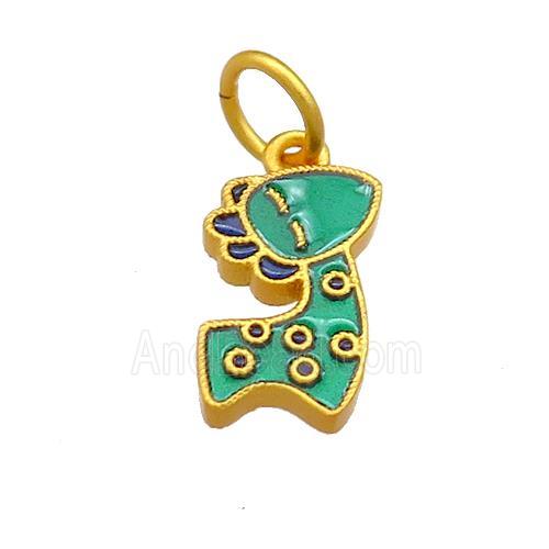 Copper Deer Pendant Red Cloisonne 18K Gold Plated