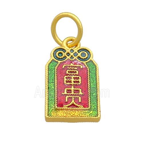 Copper Flower Pendant Multicolor Cloisonne 18K Gold Plated