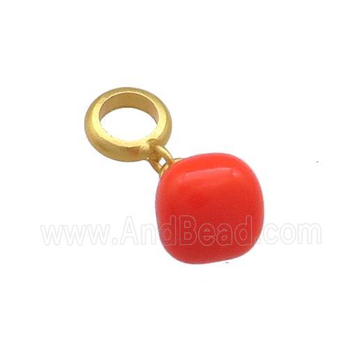 Copper Tomato Charms Pendant Red Enamel 18K Gold Plated