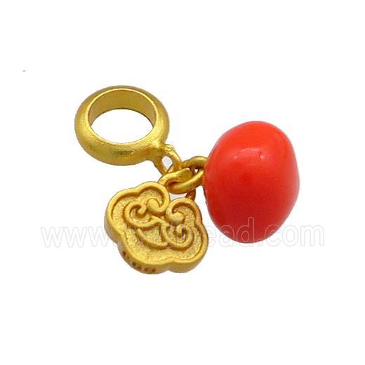 Copper Tomato Charms Pendant Red Enamel 18K Gold Plated