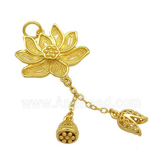 Copper Lotus Flower Pendant Unfade 18K Gold Plated