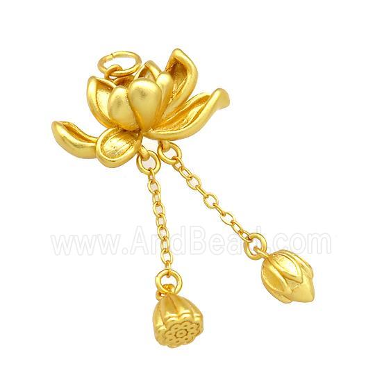 Copper Lotus Flower Pendant Unfade 18K Gold Plated