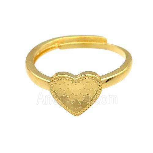 Copper Heart Rings Unfade Adjustable 18K Gold Plated