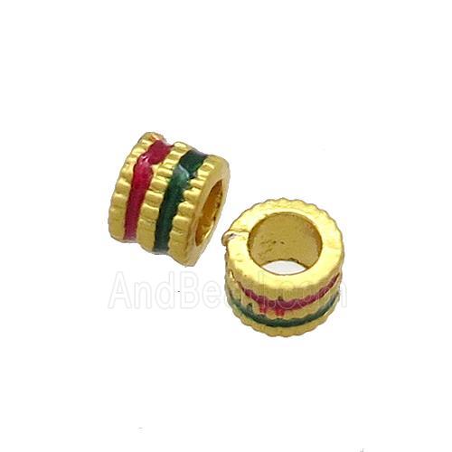Copper Tube Beads Painted Large Hole Gold Plated